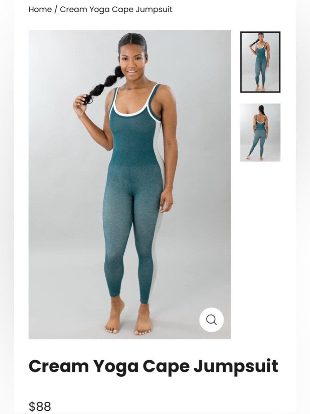 Cream Yoga Cape Jumpsuit in Teal Size Small